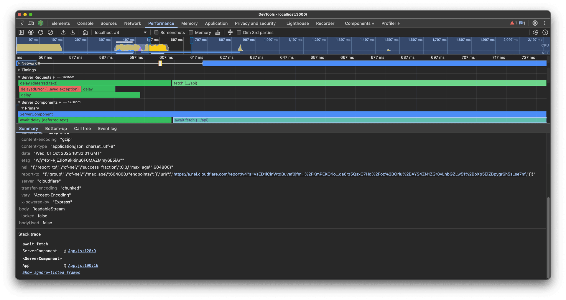 React Server Performance Tracks